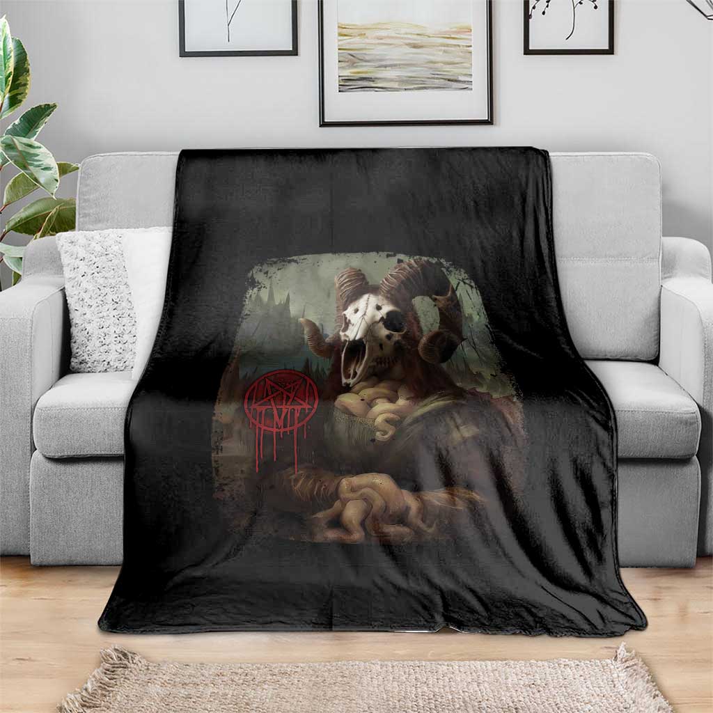Halloween Throw Blanket Creepy Mona Lisa Satan Pentagram Leonardo da Vinci TS11 Print Your Wear
