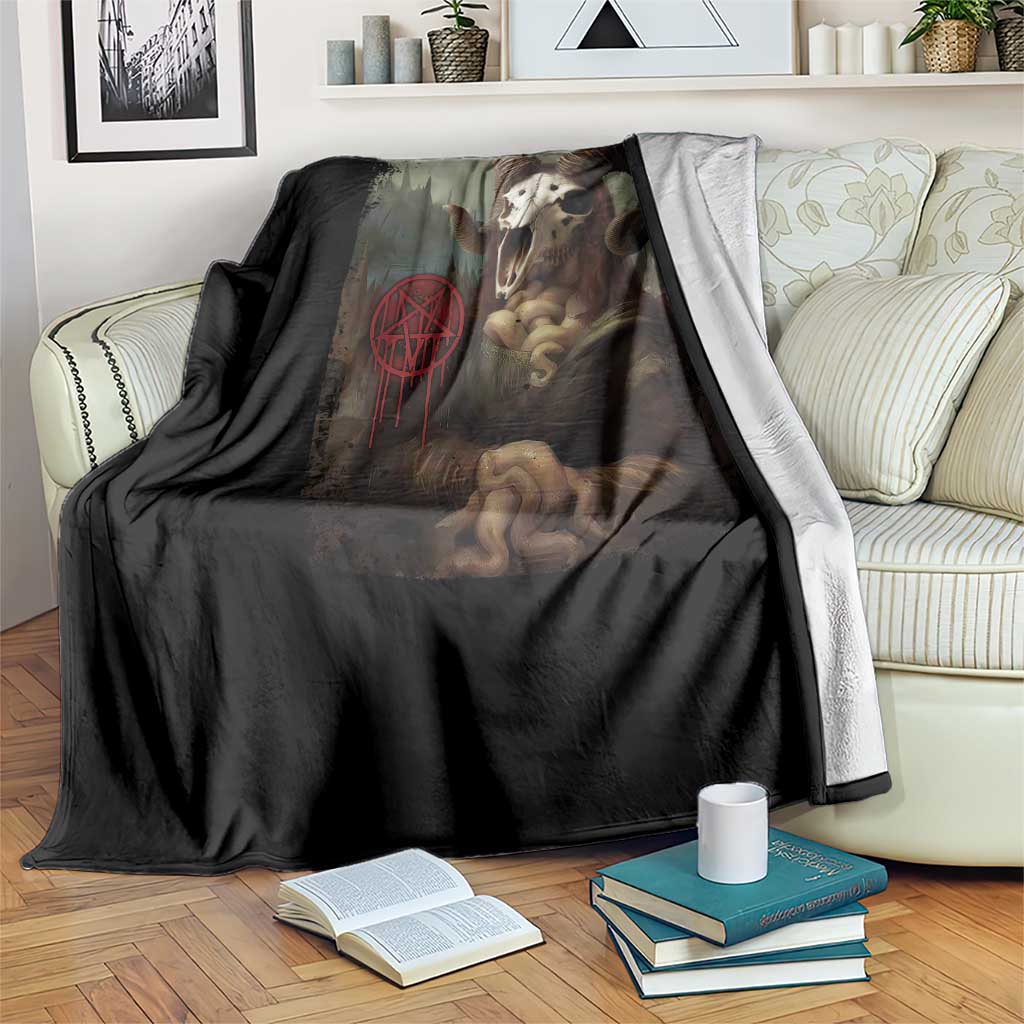 Halloween Throw Blanket Creepy Mona Lisa Satan Pentagram Leonardo da Vinci TS11 Print Your Wear