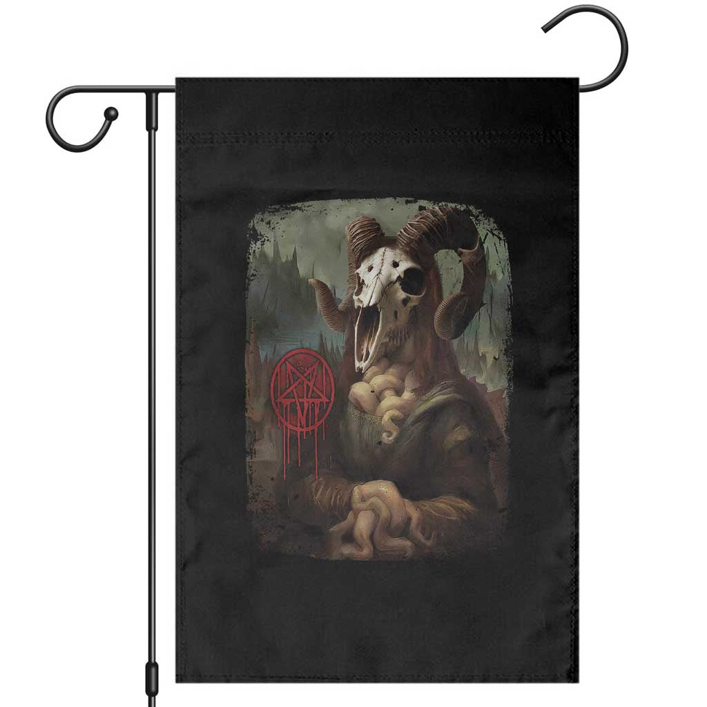 Halloween Garden Flag Creepy Mona Lisa Satan Pentagram Leonardo da Vinci TS11 Black Print Your Wear