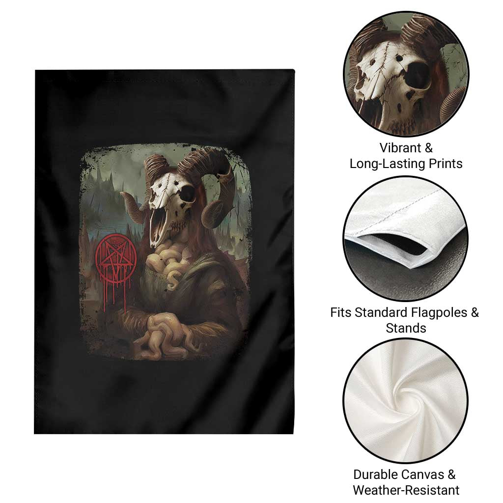 Halloween Garden Flag Creepy Mona Lisa Satan Pentagram Leonardo da Vinci TS11 Print Your Wear