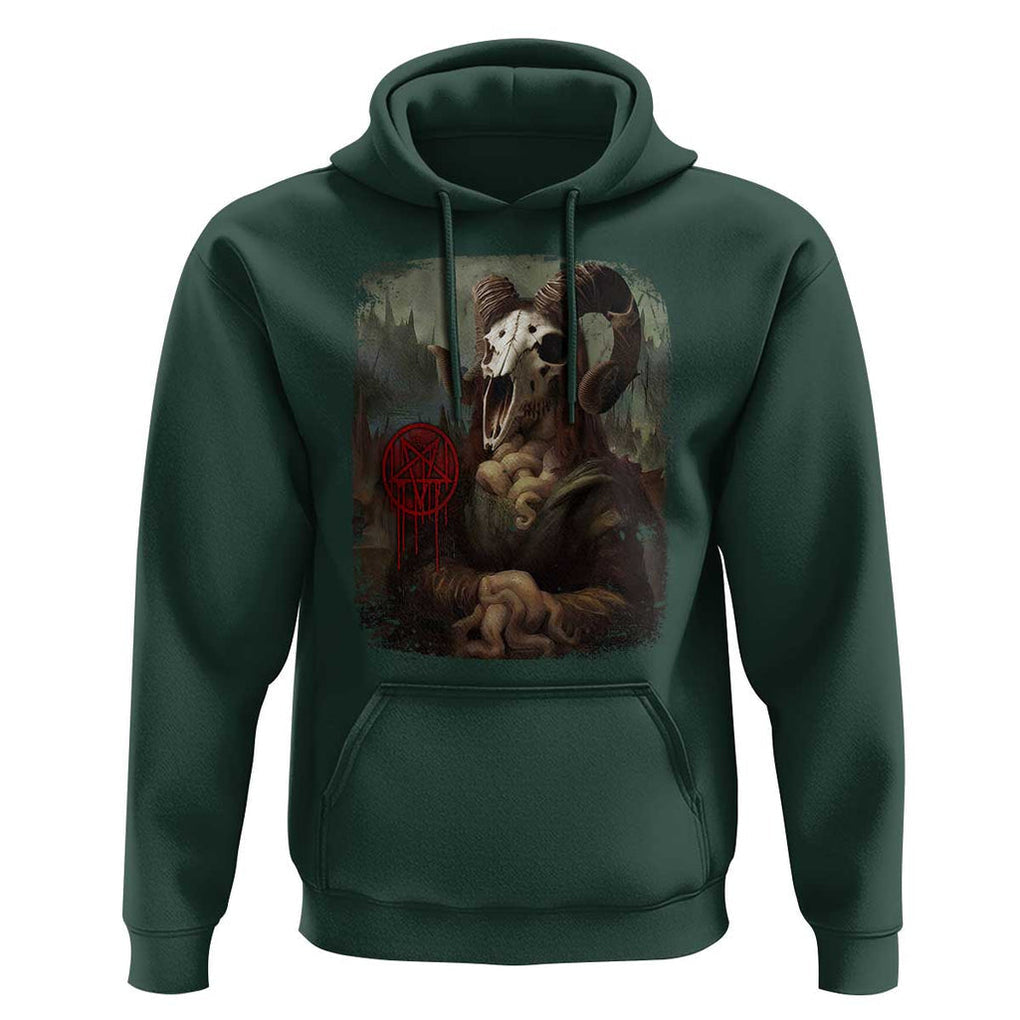 Halloween Hoodie Creepy Mona Lisa Satan Pentagram Leonardo da Vinci TS11 Dark Forest Green Print Your Wear