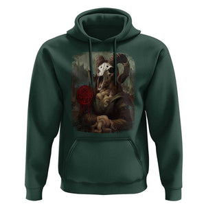 Halloween Hoodie Creepy Mona Lisa Satan Pentagram Leonardo da Vinci TS11 Dark Forest Green Print Your Wear
