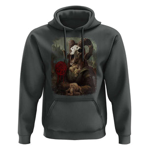Halloween Hoodie Creepy Mona Lisa Satan Pentagram Leonardo da Vinci TS11 Dark Heather Print Your Wear