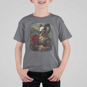 Halloween T Shirt For Kid Creepy Mona Lisa Satan Pentagram Leonardo da Vinci TS11 Charcoal Print Your Wear