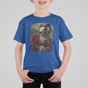 Halloween T Shirt For Kid Creepy Mona Lisa Satan Pentagram Leonardo da Vinci TS11 Royal Blue Print Your Wear