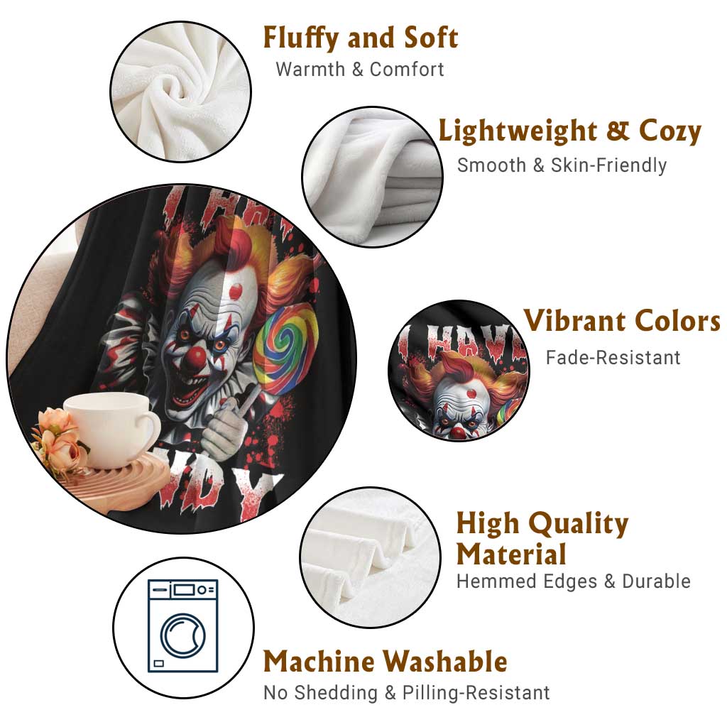 Halloween Throw Blanket I Have Candy Scary Creepy Clown Lolipop TS11 Print Your Wear