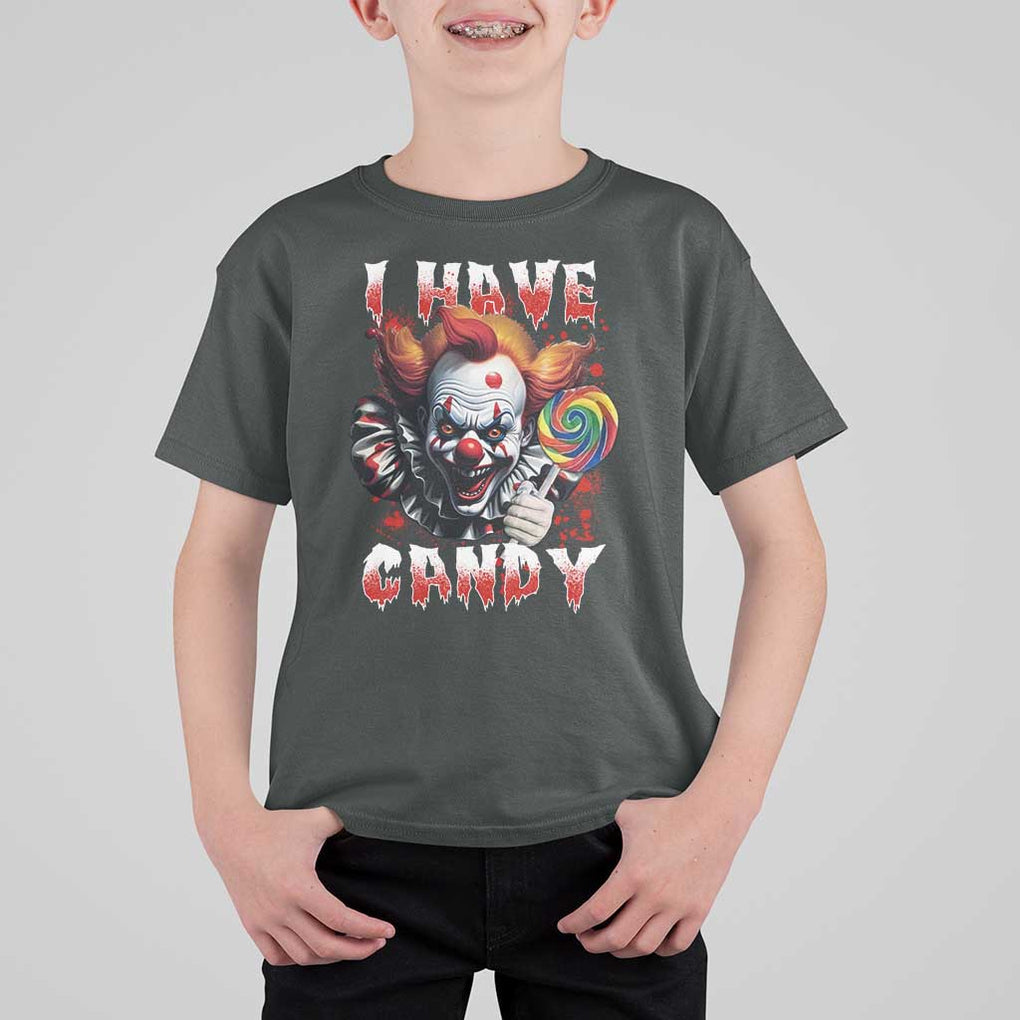 Halloween T Shirt For Kid I Have Candy Scary Creepy Clown Lolipop TS11 Dark Heather Print Your Wear