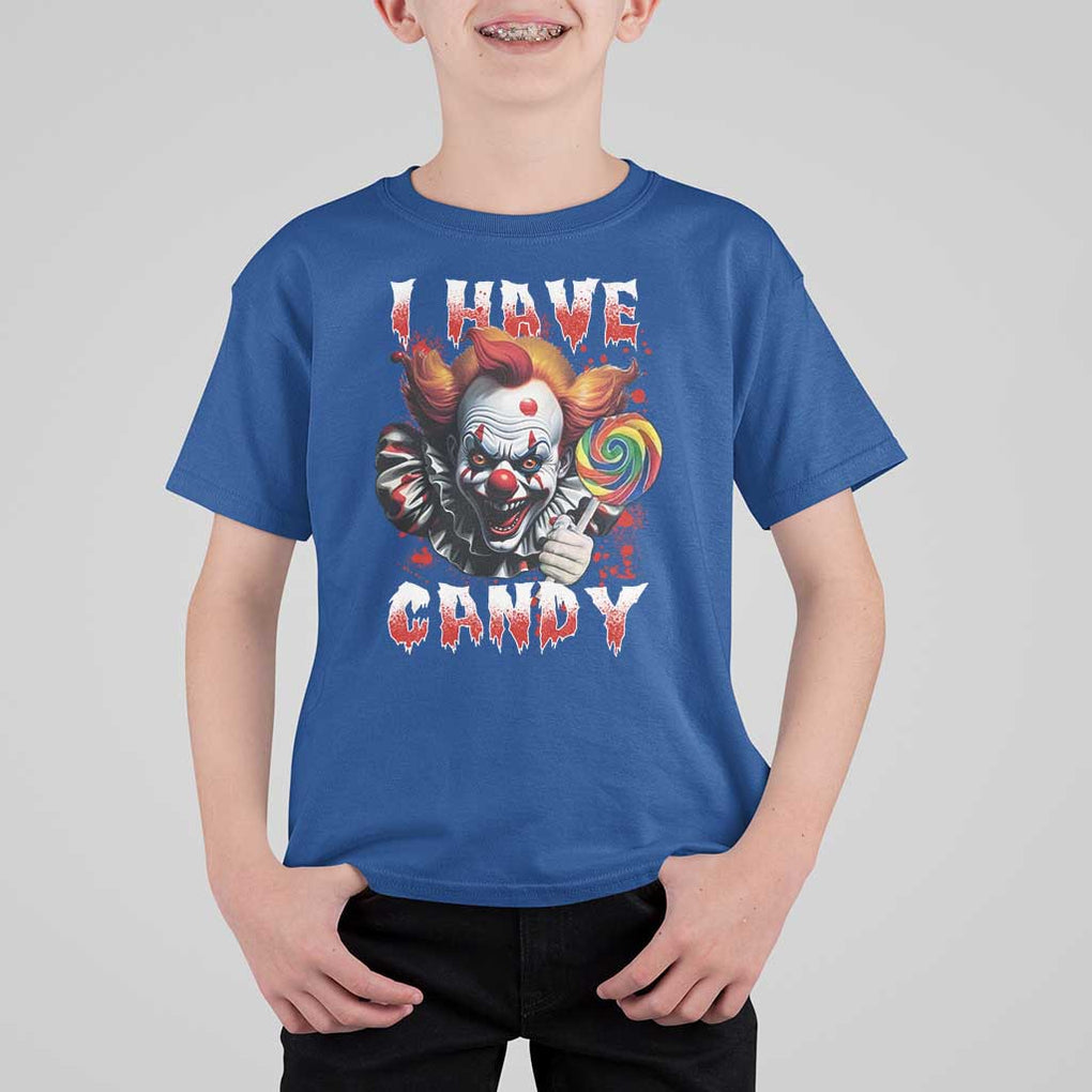 Halloween T Shirt For Kid I Have Candy Scary Creepy Clown Lolipop TS11 Royal Blue Print Your Wear