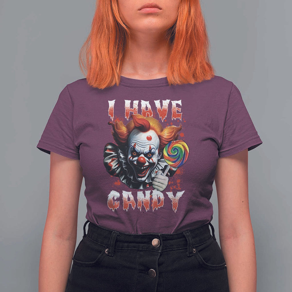 Halloween T Shirt For Women I Have Candy Scary Creepy Clown Lolipop TS11 Maroon Print Your Wear