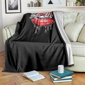 Halloween Throw Blanket Bite Me Vampire Red Lips Teeth Bloody TS11 Print Your Wear