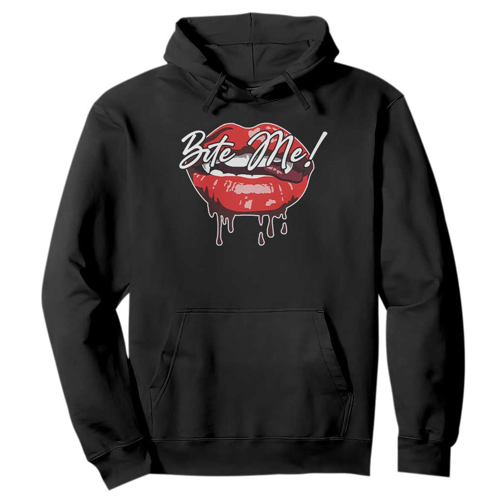 Halloween Hoodie Bite Me Vampire Red Lips Teeth Bloody TS11 Black Print Your Wear