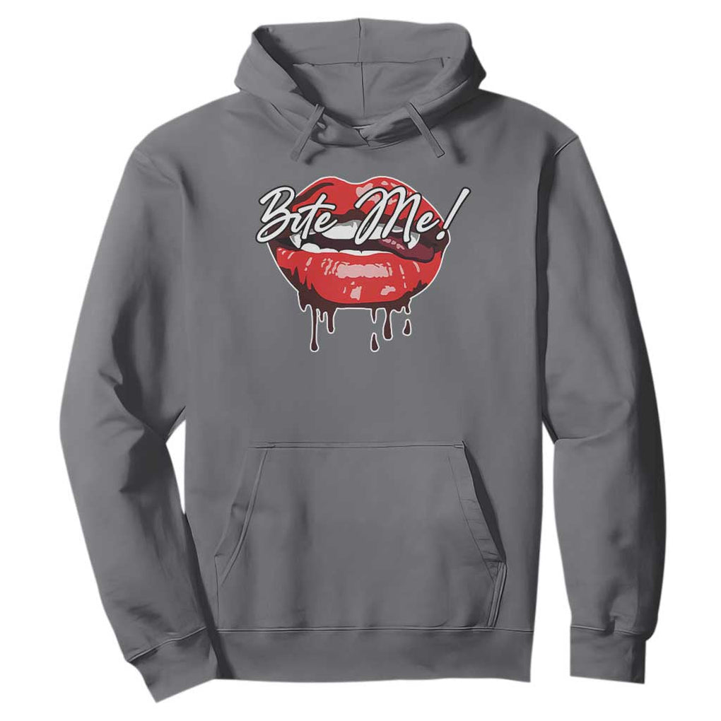 Halloween Hoodie Bite Me Vampire Red Lips Teeth Bloody TS11 Charcoal Print Your Wear