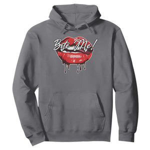 Halloween Hoodie Bite Me Vampire Red Lips Teeth Bloody TS11 Charcoal Print Your Wear