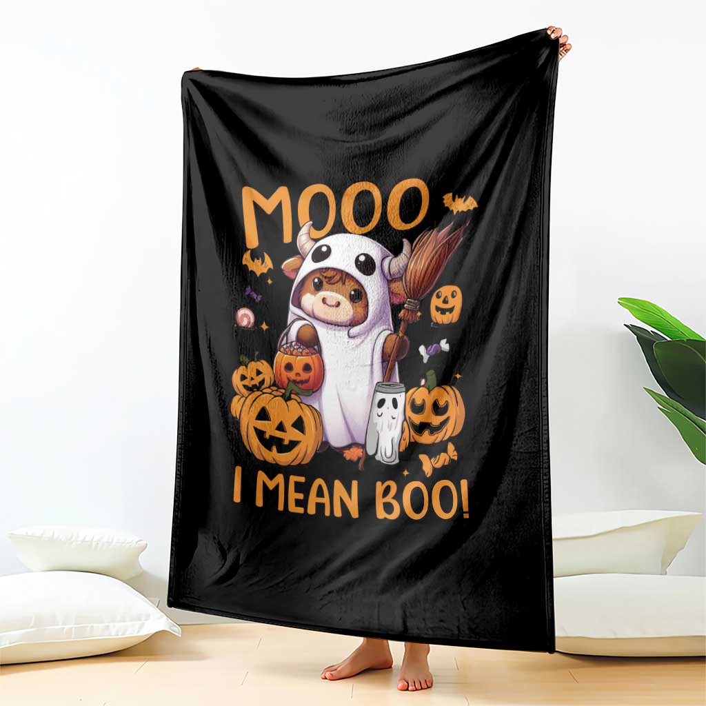 Spooky Cow Halloween Throw Blanket Moo I Mean Boo Funny Ghost Heifer TS11 Print Your Wear