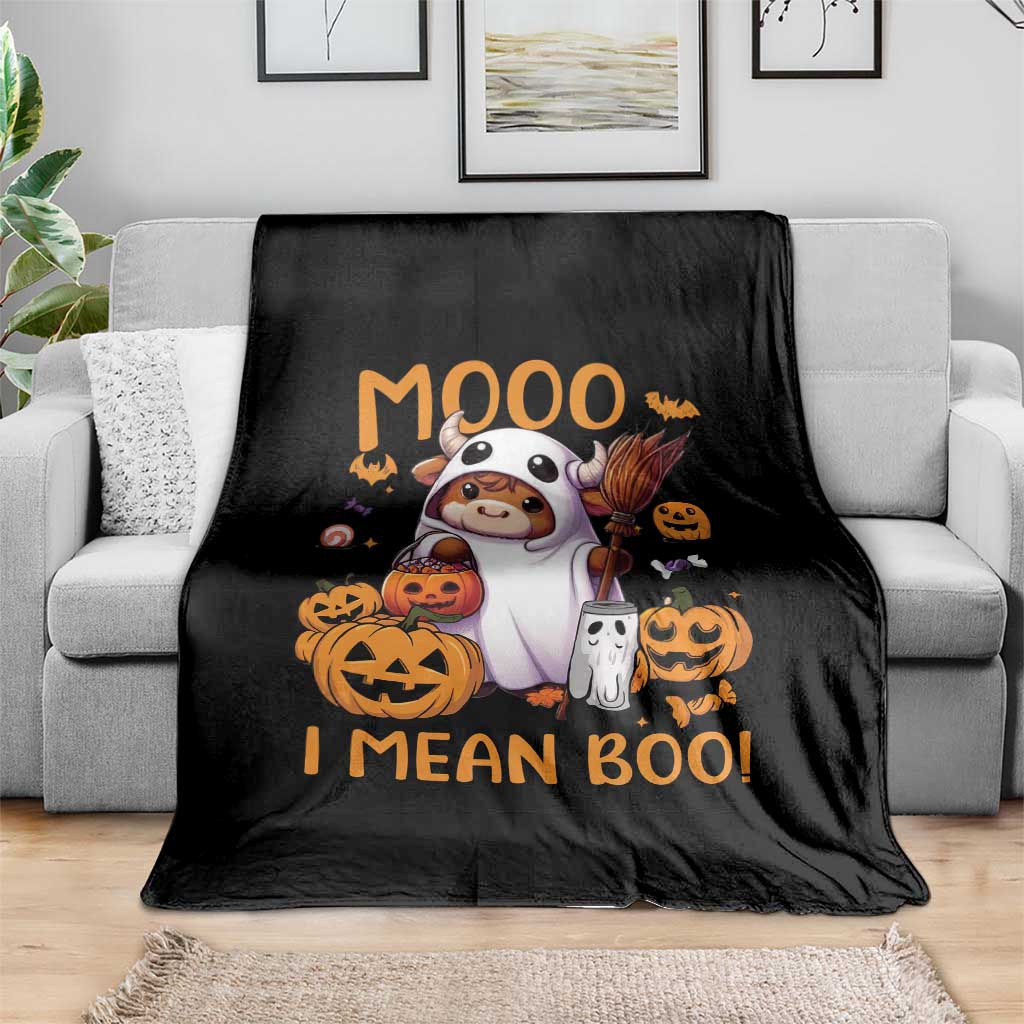 Spooky Cow Halloween Throw Blanket Moo I Mean Boo Funny Ghost Heifer TS11 Print Your Wear
