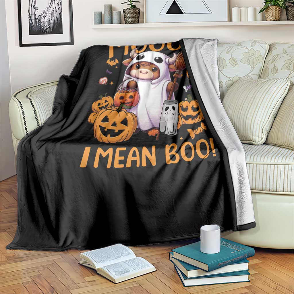 Spooky Cow Halloween Throw Blanket Moo I Mean Boo Funny Ghost Heifer TS11 Print Your Wear