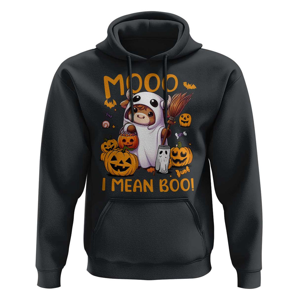 Spooky Cow Halloween Hoodie Moo I Mean Boo Funny Ghost Heifer TS11 Black Print Your Wear