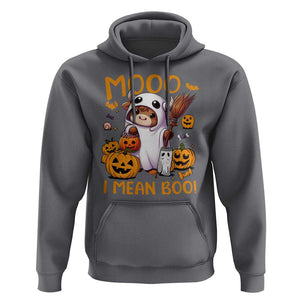 Spooky Cow Halloween Hoodie Moo I Mean Boo Funny Ghost Heifer TS11 Charcoal Print Your Wear