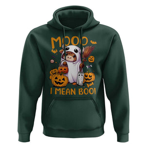 Spooky Cow Halloween Hoodie Moo I Mean Boo Funny Ghost Heifer TS11 Dark Forest Green Print Your Wear