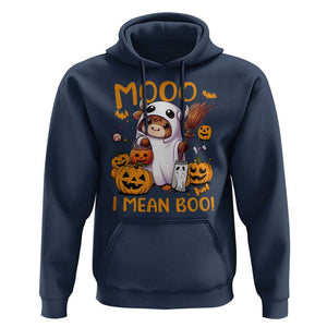 Spooky Cow Halloween Hoodie Moo I Mean Boo Funny Ghost Heifer TS11 Navy Print Your Wear