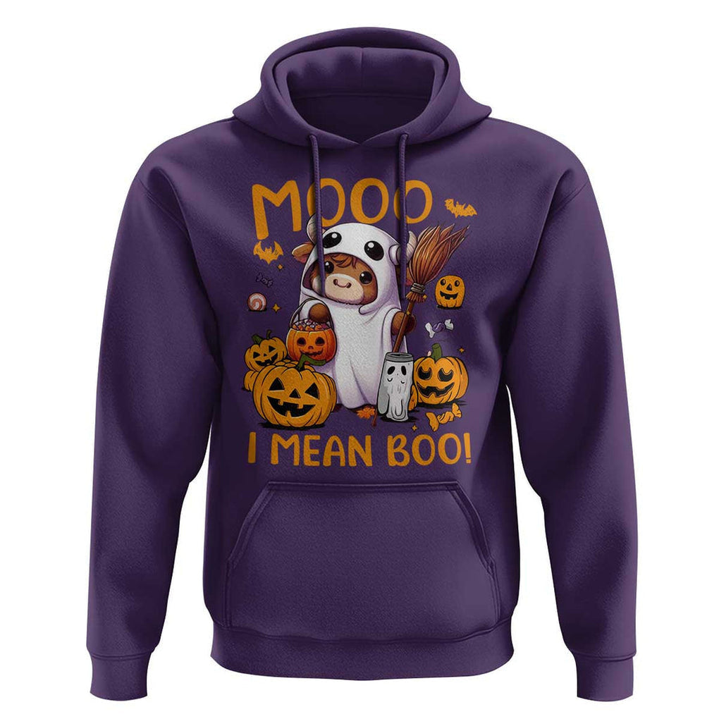 Spooky Cow Halloween Hoodie Moo I Mean Boo Funny Ghost Heifer TS11 Purple Print Your Wear