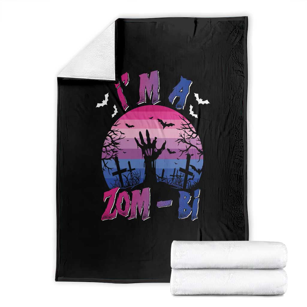 Funny Halloween Bisexual Throw Blanket I'm A Zom Bi Zombie LGBT TS11 Black Print Your Wear