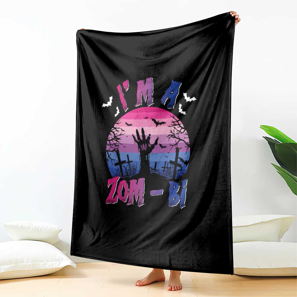 Funny Halloween Bisexual Throw Blanket I'm A Zom Bi Zombie LGBT TS11 Print Your Wear