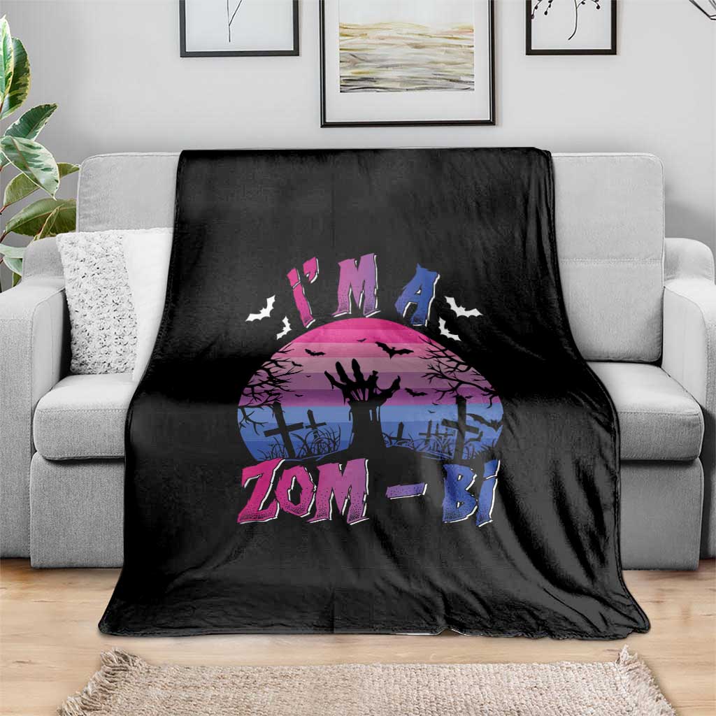 Funny Halloween Bisexual Throw Blanket I'm A Zom Bi Zombie LGBT TS11 Print Your Wear