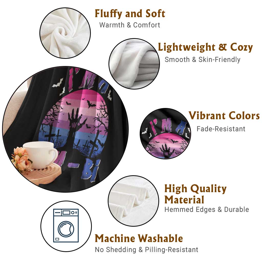 Funny Halloween Bisexual Throw Blanket I'm A Zom Bi Zombie LGBT TS11 Print Your Wear