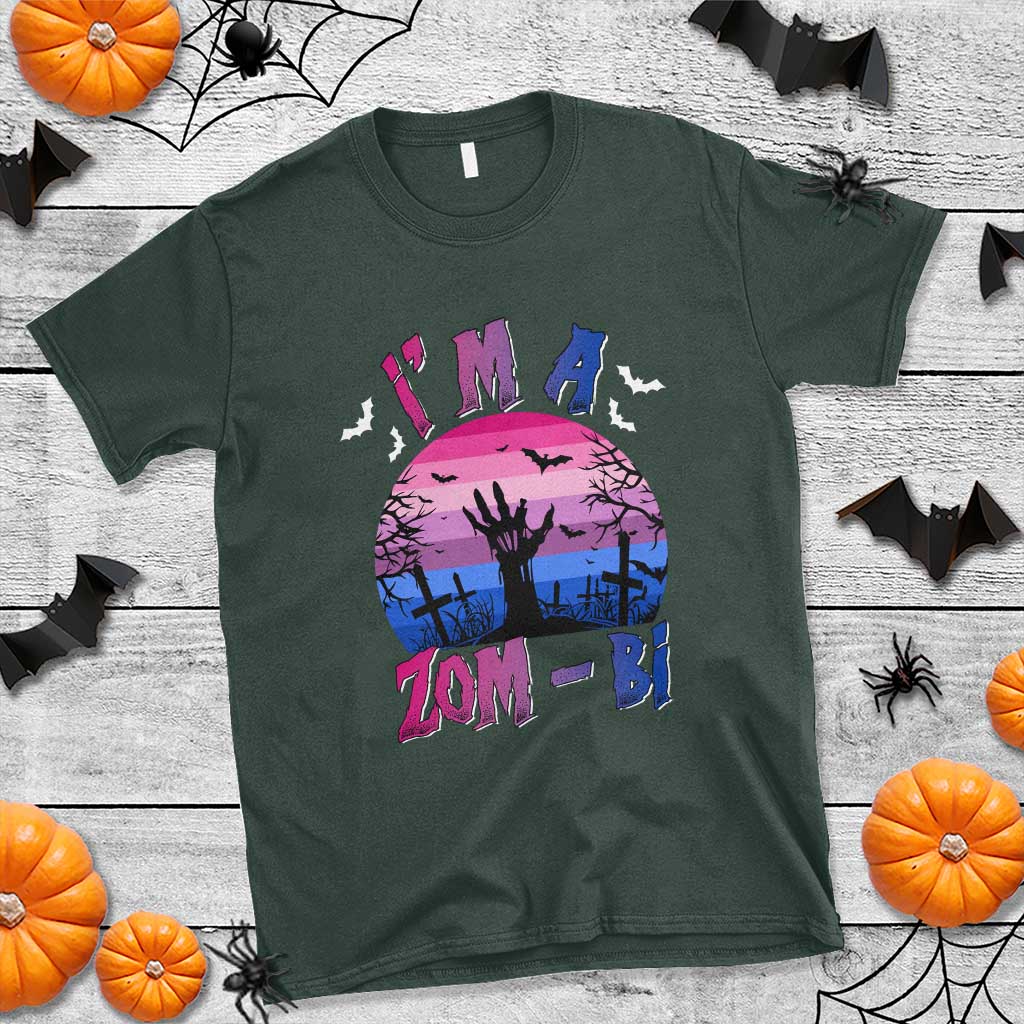 Funny Halloween Bisexual T Shirt I'm A Zom Bi Zombie LGBT TS11 Dark Forest Green Print Your Wear