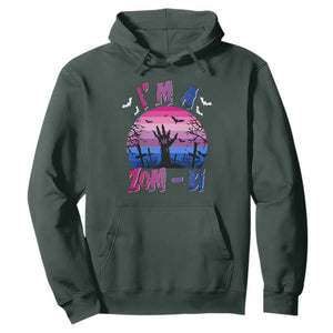 Funny Halloween Bisexual Hoodie I'm A Zom Bi Zombie LGBT TS11 Dark Forest Green Print Your Wear