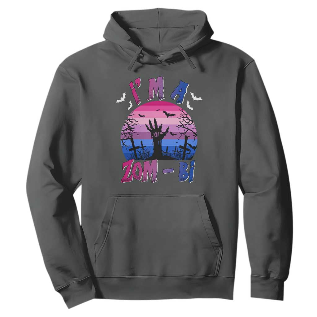 Funny Halloween Bisexual Hoodie I'm A Zom Bi Zombie LGBT TS11 Dark Heather Print Your Wear