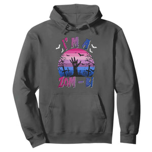 Funny Halloween Bisexual Hoodie I'm A Zom Bi Zombie LGBT TS11 Dark Heather Print Your Wear