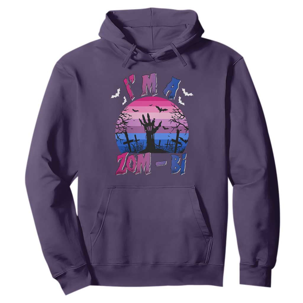 Funny Halloween Bisexual Hoodie I'm A Zom Bi Zombie LGBT TS11 Purple Print Your Wear