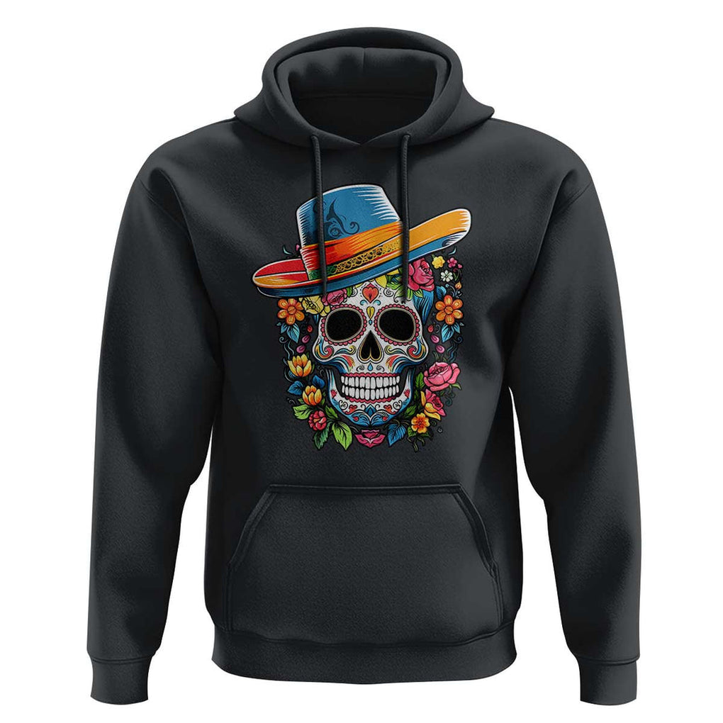 Day Of The Dead Hoodie Sugar Skull Dia De Los Muertos Halloween Flower TS11 Black Print Your Wear