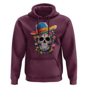Day Of The Dead Hoodie Sugar Skull Dia De Los Muertos Halloween Flower TS11 Maroon Print Your Wear