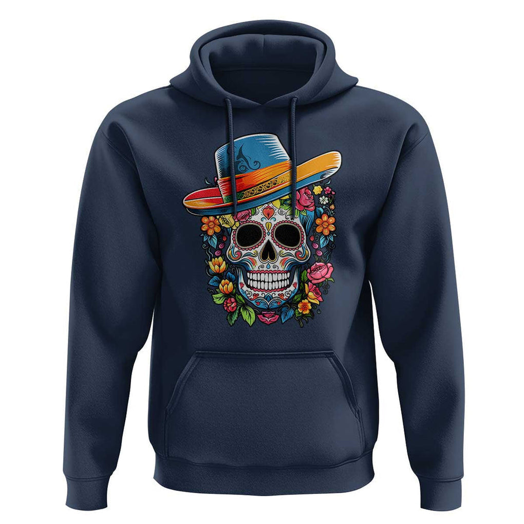 Day Of The Dead Hoodie Sugar Skull Dia De Los Muertos Halloween Flower TS11 Navy Print Your Wear