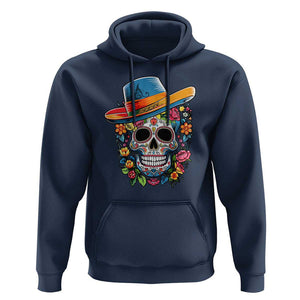 Day Of The Dead Hoodie Sugar Skull Dia De Los Muertos Halloween Flower TS11 Navy Print Your Wear