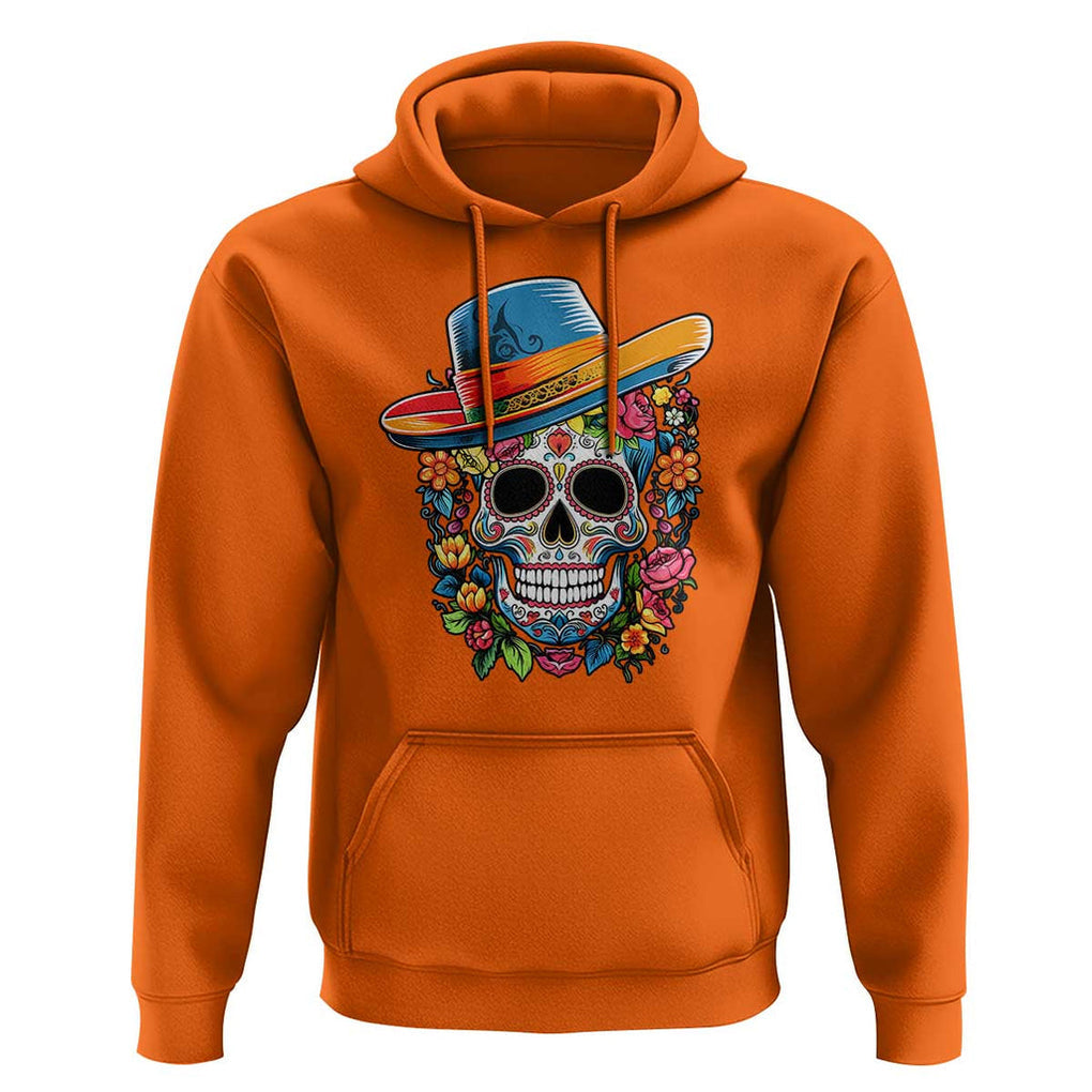 Day Of The Dead Hoodie Sugar Skull Dia De Los Muertos Halloween Flower TS11 Orange Print Your Wear