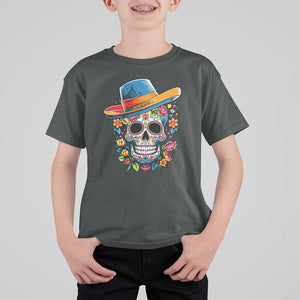 Day Of The Dead T Shirt For Kid Sugar Skull Dia De Los Muertos Halloween Flower TS11 Dark Heather Print Your Wear