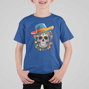 Day Of The Dead T Shirt For Kid Sugar Skull Dia De Los Muertos Halloween Flower TS11 Royal Blue Print Your Wear