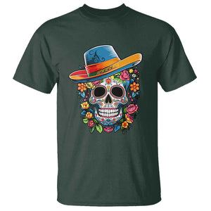 Day Of The Dead T Shirt Sugar Skull Dia De Los Muertos Halloween Flower TS11 Dark Forest Green Print Your Wear