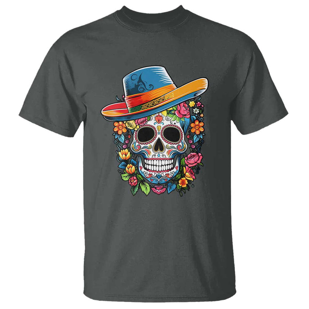 Day Of The Dead T Shirt Sugar Skull Dia De Los Muertos Halloween Flower TS11 Dark Heather Print Your Wear