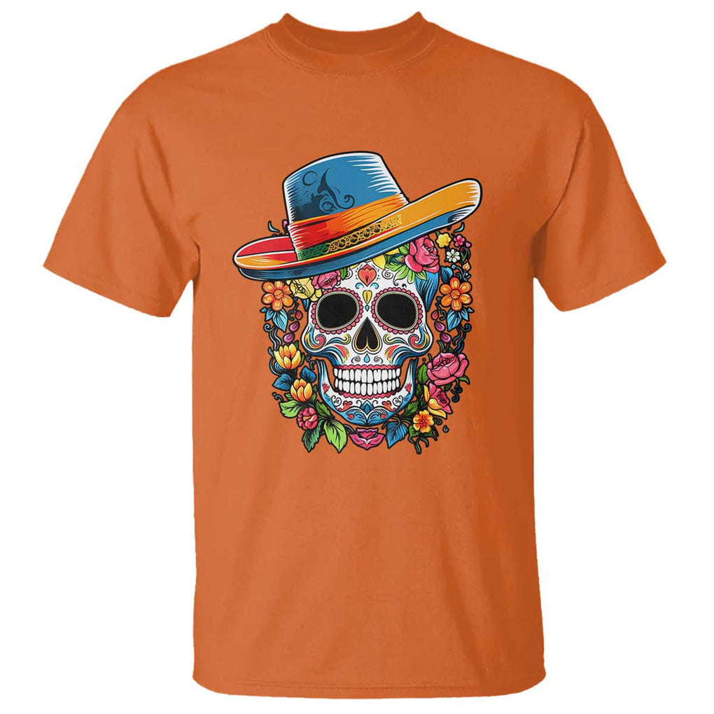 Day Of The Dead T Shirt Sugar Skull Dia De Los Muertos Halloween Flower TS11 Orange Print Your Wear