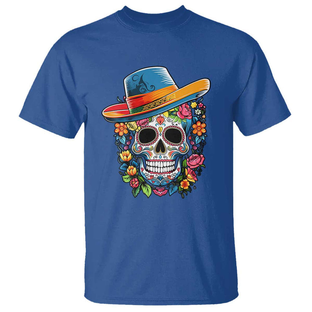 Day Of The Dead T Shirt Sugar Skull Dia De Los Muertos Halloween Flower TS11 Royal Blue Print Your Wear