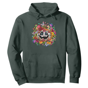 Day Of The Dead Hoodie Pumpkin Sugar Skull Halloween Flowers TS11 Dark Forest Green Print Your Wear