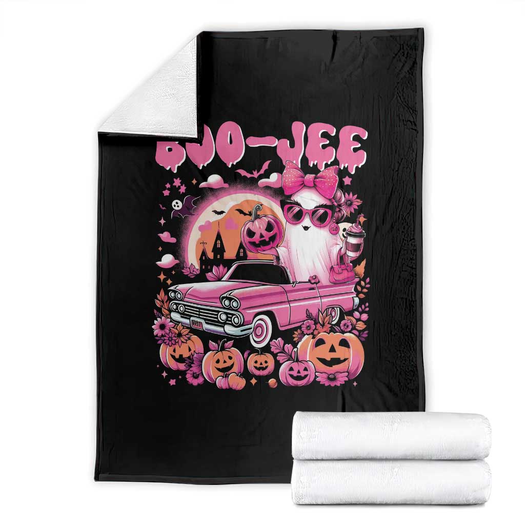 Funny Halloween Throw Blanket Boo Jee Pink Ghost Boujee Pumpkin Haunted House TS11 Black Print Your Wear