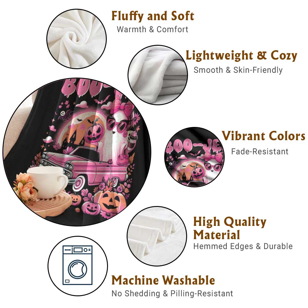 Funny Halloween Throw Blanket Boo Jee Pink Ghost Boujee Pumpkin Haunted House TS11 Print Your Wear