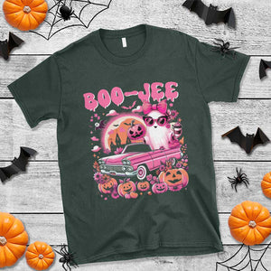 Funny Halloween T Shirt Boo Jee Pink Ghost Boujee Pumpkin Haunted House TS11 Dark Forest Green Print Your Wear