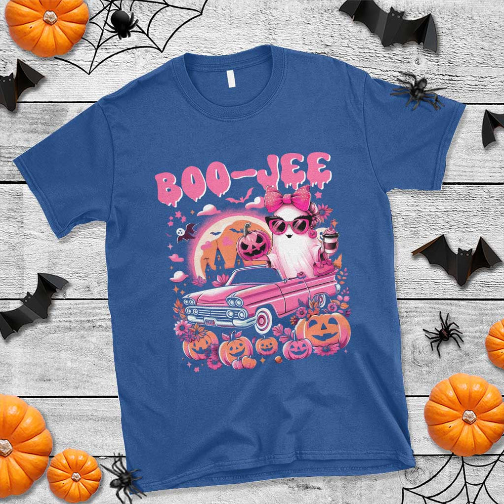 Funny Halloween T Shirt Boo Jee Pink Ghost Boujee Pumpkin Haunted House TS11 Royal Blue Print Your Wear